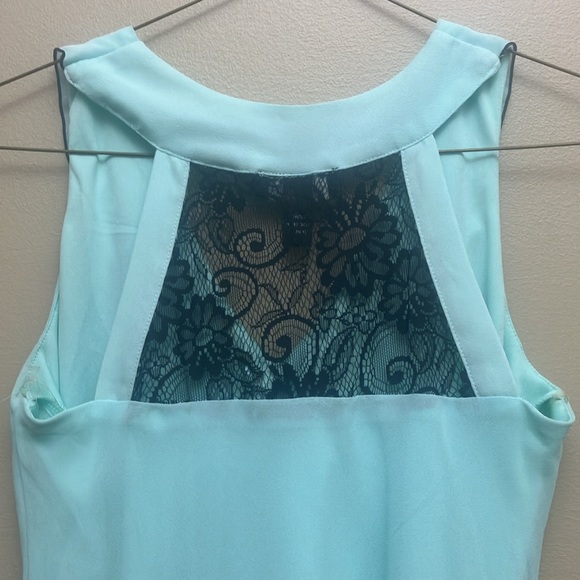 BCX Aqua Ruffle Front Lace Back Sleeveless Blouse Top - Picture 6 of 10
